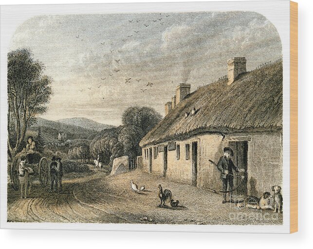 Engraving Wood Print featuring the drawing The Birthplace Of Robert Burns by Print Collector