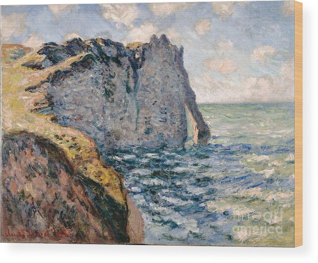 Oil Painting Wood Print featuring the drawing The Cliff Of Aval, Etrétat, 1885 by Heritage Images