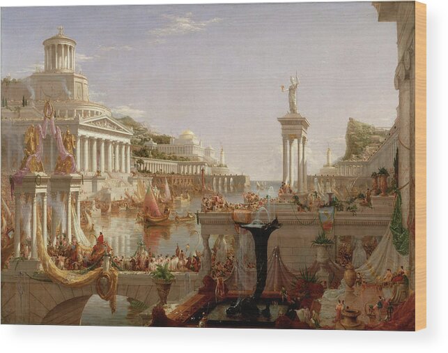 Thomas Cole Wood Print featuring the painting The Course of Empire Consummation by Thomas Cole