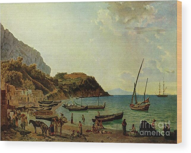 19th Century Style Wood Print featuring the drawing The Great Bay Of Sorrento - A Variation by Print Collector