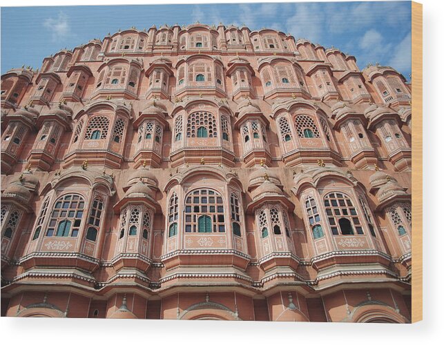 Built Structure Wood Print featuring the photograph The Hawa Mahal Palace In Jaipur by Navin Sigamany