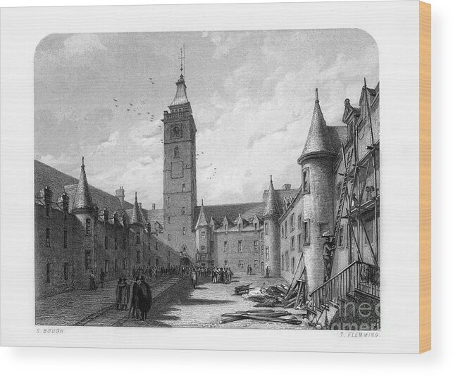 Engraving Wood Print featuring the drawing The Inner Court Of The University by Print Collector