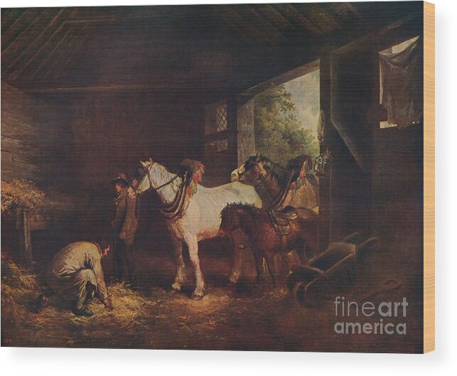 Horse Wood Print featuring the drawing The Inside Of A Stable by Print Collector