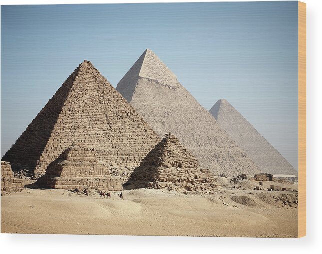 Triangle Wood Print featuring the digital art The Pyramids Of Giza, Egypt by Seth K. Hughes