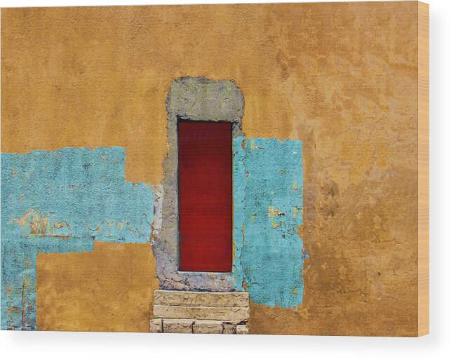 Facade Wood Print featuring the photograph The Red Door - Old Jaffa by Arnon Orbach