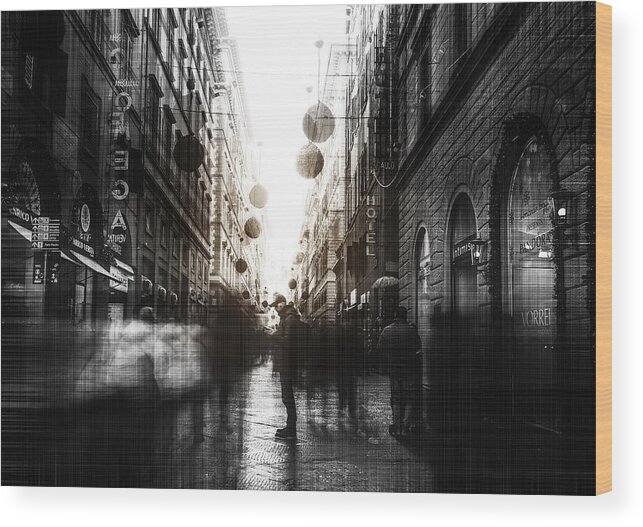 Street Wood Print featuring the photograph Three Imaginary Boys (the Cure) by Carmine Chiriaco'