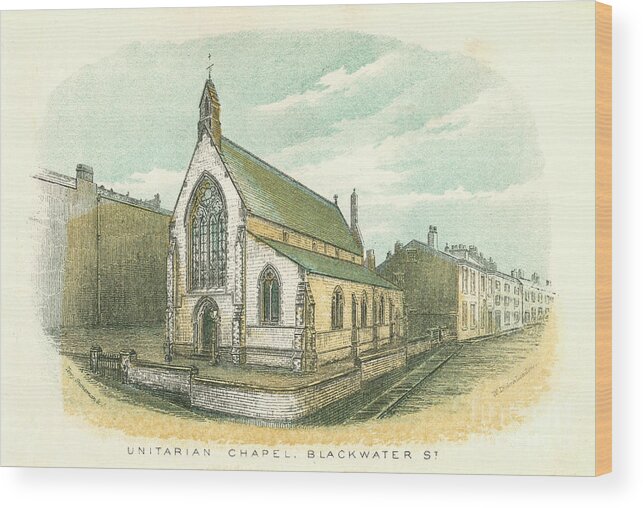 Engraving Wood Print featuring the drawing Unitarian Chapel, Rochdale, 1876 by Print Collector