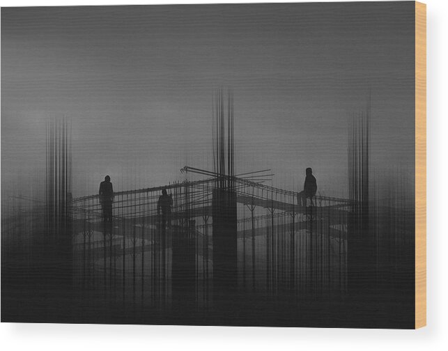 Construction Wood Print featuring the photograph Up by Navid Mofidi