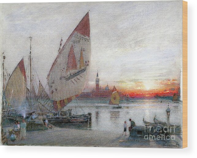 People Wood Print featuring the drawing Venice, 1910. Artist Albert Goodwin by Heritage Images