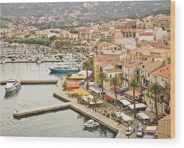 Motorboat Wood Print featuring the photograph View Of Quay And Waterfront Of Calvi by David Madison