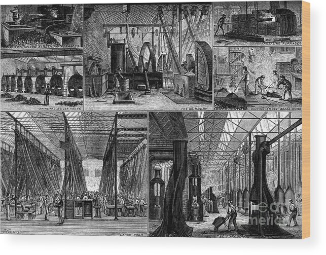 Engraving Wood Print featuring the drawing Views In The Royal Small Arms Factory by Print Collector