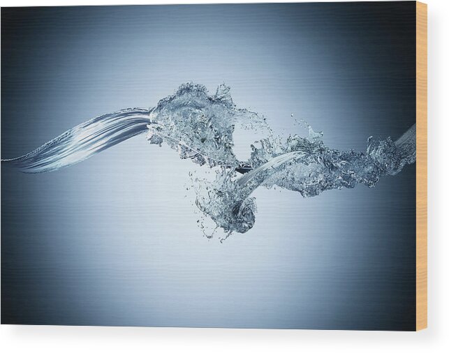 Mid-air Wood Print featuring the photograph Water Splash Collision In Midair by Biwa Studio