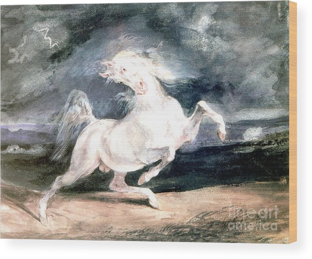 Horse Wood Print featuring the drawing White Horse, 19th Century. Artist by Print Collector