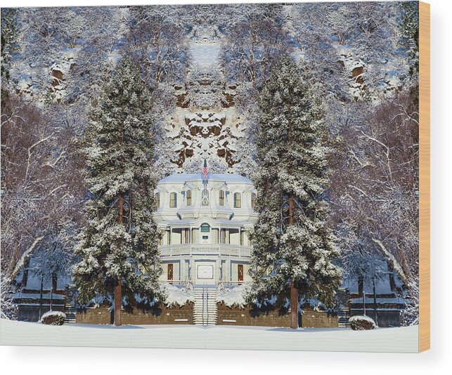 Susanville Wood Print featuring the digital art Winter at the Susanville Elks Lodge by The Couso Collection