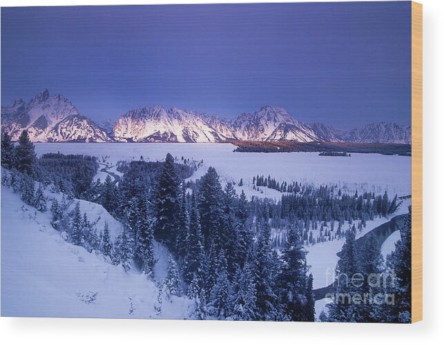 Dave Welling Wood Print featuring the photograph Winter Sunrise Storm Grand Tetons National Park by Dave Welling