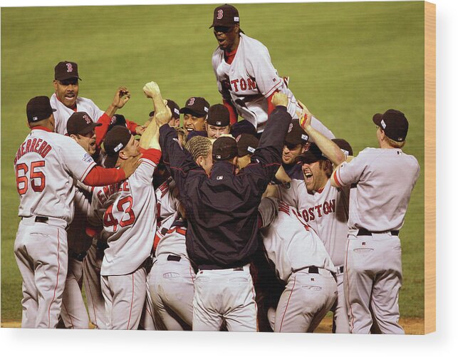 Celebration Wood Print featuring the photograph World Series Red Sox V Cardinals Game 4 by Stephen Dunn