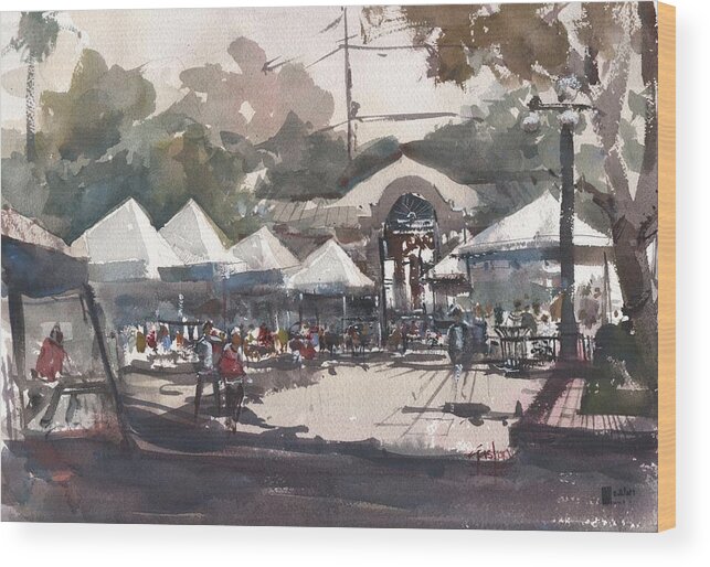 Tampa Wood Print featuring the painting Ybor Saturday Market by Gaston McKenzie