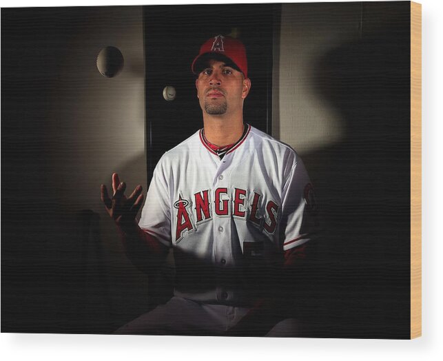 Media Day Wood Print featuring the photograph Albert Pujols by Jamie Squire