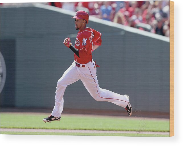 Great American Ball Park Wood Print featuring the photograph Billy Hamilton by Andy Lyons