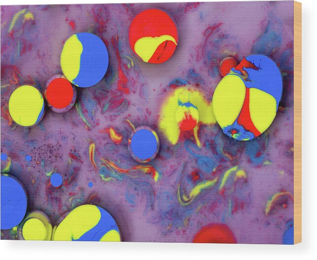 Bubbles Wood Print featuring the photograph Colorful artistic abstract background bubble painting art #1 by Michalakis Ppalis