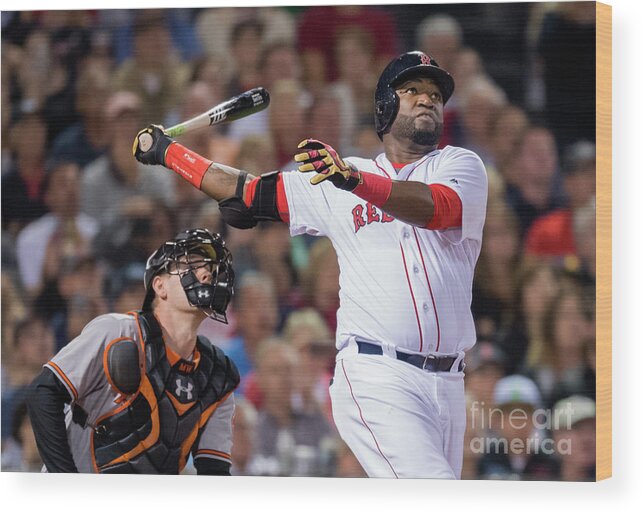 American League Baseball Wood Print featuring the photograph David Ortiz by Michael Ivins/boston Red Sox