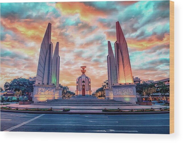 Ancient Wood Print featuring the photograph Democracy Monument #1 by Manjik Pictures