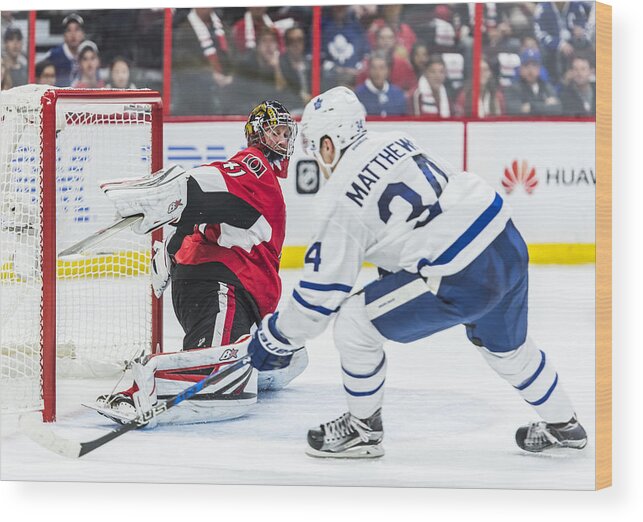 Scoring Wood Print featuring the photograph NHL: OCT 12 Maple Leafs at Senators #1 by Icon Sportswire