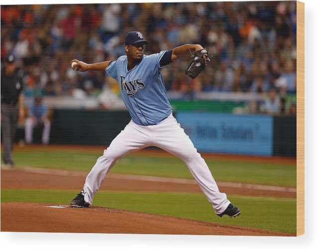 American League Baseball Wood Print featuring the photograph Oakland Athletics v Tampa Bay Rays #1 by J. Meric