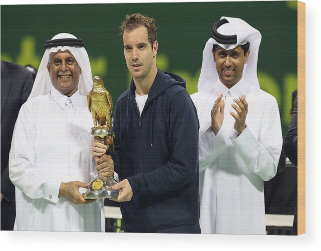 Tennis Wood Print featuring the photograph Qatar Open 2013 - Day 6 #1 by John Berry