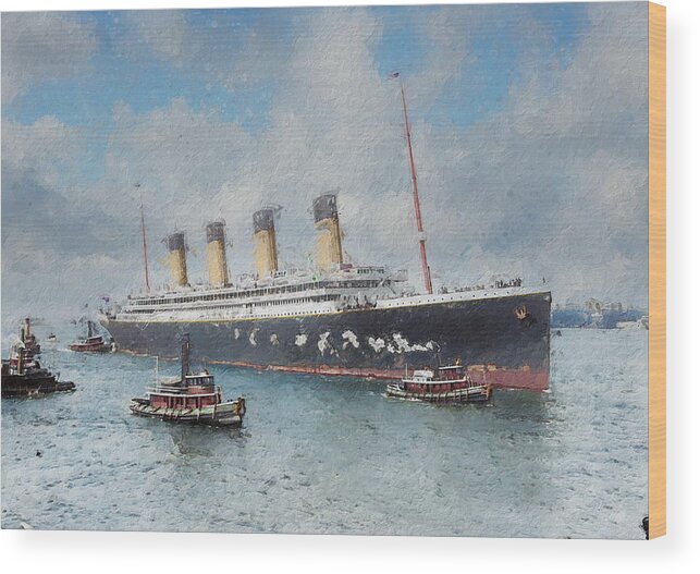 Steamer Wood Print featuring the digital art R.M.S. Olympic by Geir Rosset