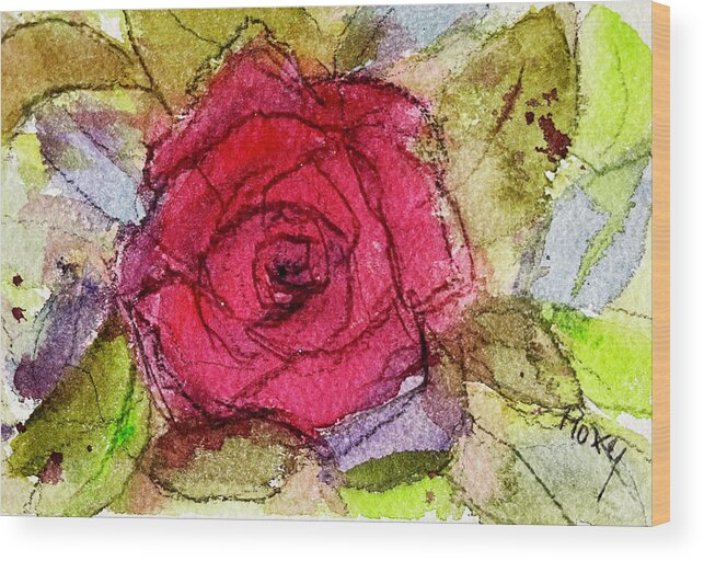 Rose Wood Print featuring the painting Rose #1 by Roxy Rich