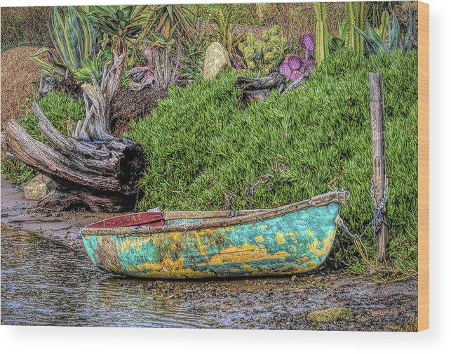 Row Boat Wood Print featuring the photograph Row Boat Baywood Park Detail #1 by Barbara Snyder