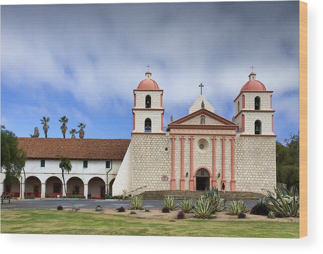 California Wood Print featuring the photograph Santa Barbara Mission #1 by Mark Meredith