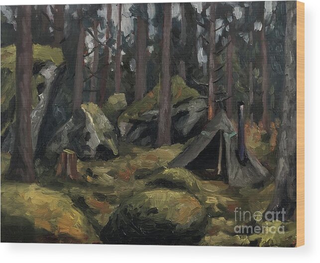 Campfire Wood Print featuring the painting Wilderness Painting N46 by Ric Nagualero