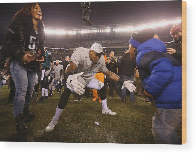 Playoffs Wood Print featuring the photograph NFC Championship - Minnesota Vikings v Philadelphia Eagles #11 by Mitchell Leff