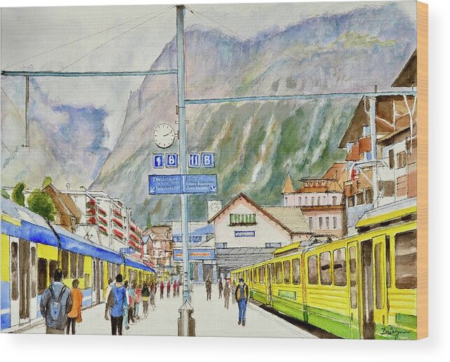 Switzerland Wood Print featuring the photograph 1412 at Grindelwald Station by Dai Wynn