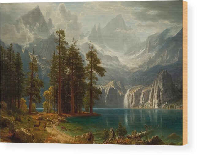 Sierra Nevada Wood Print featuring the painting Sierra Nevada by Albert Bierstadt by Mango Art