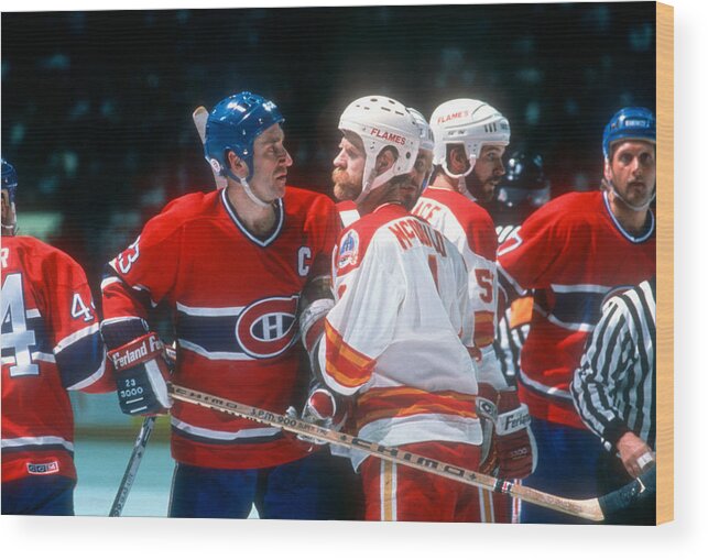People Wood Print featuring the photograph 1989 Stanley Cup Finals: Montreal Canadiens v Calgary Flames by Bruce Bennett
