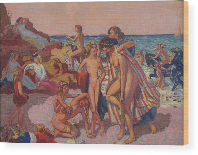 Mythology Wood Print featuring the painting Bacchus and Ariadne #2 by Maurice Denis