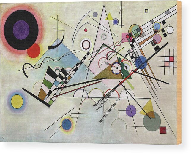 Abstract Wood Print featuring the painting Composition 8 by Wassily Kandinsky