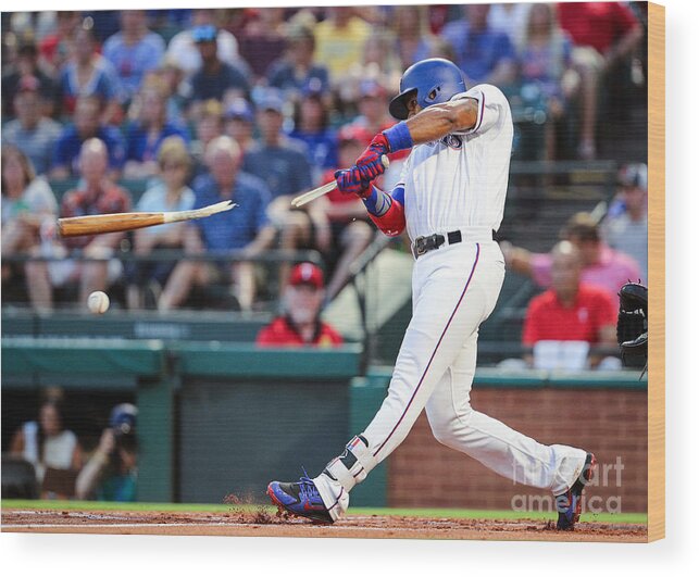 American League Baseball Wood Print featuring the photograph Elvis Andrus #2 by Richard Rodriguez