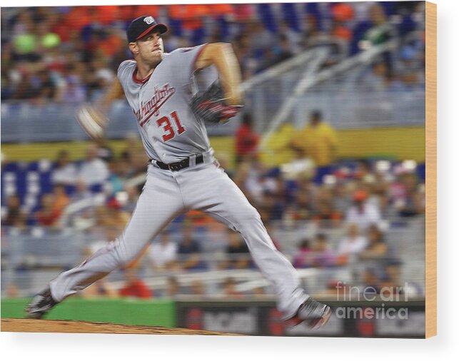 People Wood Print featuring the photograph Max Scherzer by Mike Ehrmann