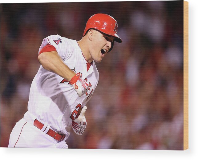 Mike Trout Wood Print featuring the photograph Mike Trout by Stephen Dunn