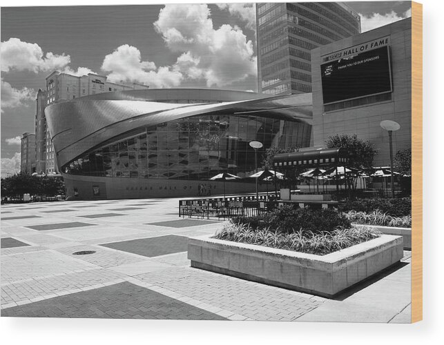 Nascar Hall Of Fame Wood Print featuring the photograph NASCAR Hall of Fame Charlotte BW #1 by Bob Pardue