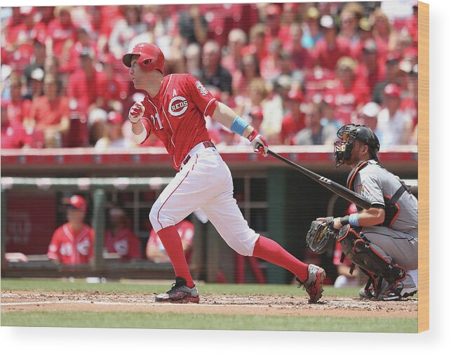 Great American Ball Park Wood Print featuring the photograph Todd Frazier by Andy Lyons