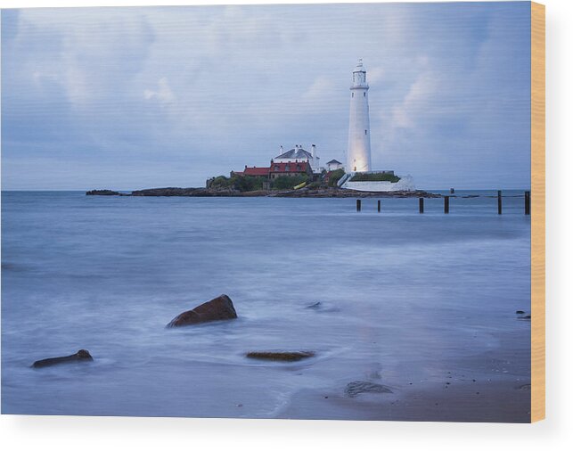 Whitley Wood Print featuring the photograph Saint Mary's Lighthouse at Whitley Bay #21 by Ian Middleton