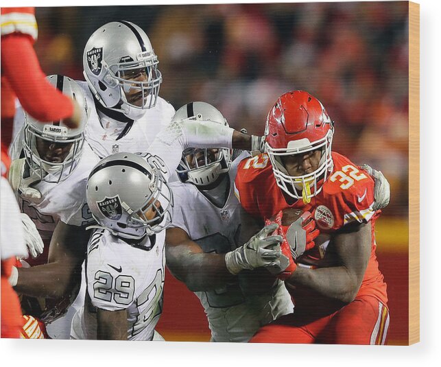 People Wood Print featuring the photograph Oakland Raiders v Kansas City Chiefs #27 by Jamie Squire