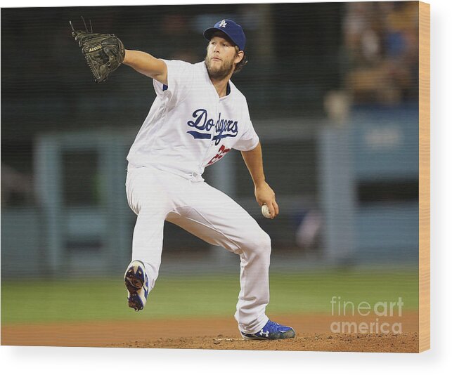 People Wood Print featuring the photograph Clayton Kershaw by Stephen Dunn