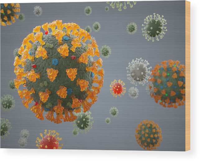 Cold And Flu Wood Print featuring the photograph Coronavirus structure #3 by Andriy Onufriyenko