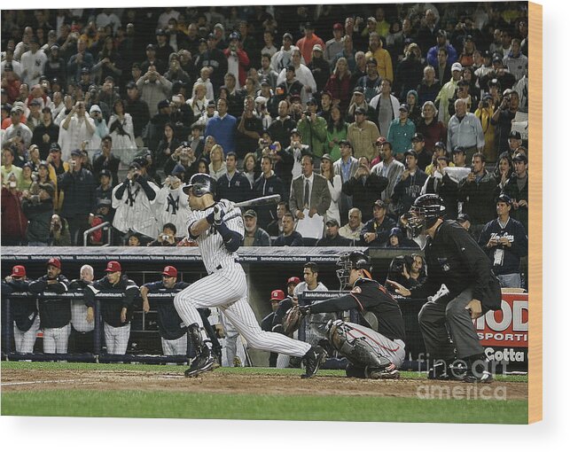 People Wood Print featuring the photograph Derek Jeter by Mike Ehrmann